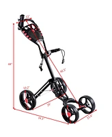 Costway Folding 4 Wheel Golf Pull Push Cart Trolley Club Umbrella