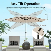 Costway 10FT Patio Umbrella 6 Ribs Market Steel Tilt W/ Crank Outdoor Garden