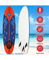 Costway 6' Surfboard Foamie Body Surfing Board W/3 Fins & Leash