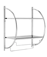 Costway 2 Tier Wall Mount Shower Organizer Toilet Bathroom Storage Rack Holder Towel Bar