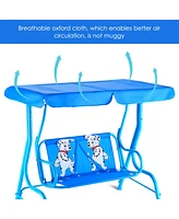 Costway Kids Patio Swing Chair Children Porch Bench Canopy 2 Person Yard Furniture