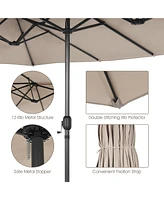 Costway 15FT Patio Double-Sided Umbrella Crank Outdoor Garden Market Sun Shade