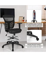 Costway Mesh Drafting Chair Office Chair w/Adjustable Armrests & Foot-Ring