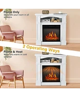 Costway 32" 1400W Electric Fireplace Mantel Tv Stand Space Heater