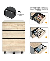Costway 3-Drawer Mobile File Cabinet Vertical Filling Cabinet