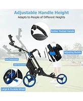 Costway Folding 3 Wheels Golf Push Cart W/Bag Scoreboard