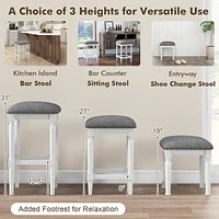 Costway 3 Heights Saddle Stool Set of 2 Square Kitchen Island Stool with Footrests