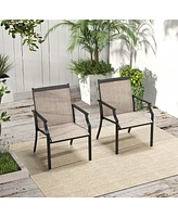 Costway 2 Piece Patio Dining Chairs Large Outdoor Chairs with Breathable Seat & Metal Frame