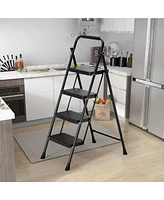 Costway Folding Step Ladder Portable 4 with Safety Handrails & Anti-Slip Pedals