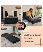 Costway Tri-Fold Fold Down Chair Flip Out Lounger Convertible Sleeper Bed Couch Dorm