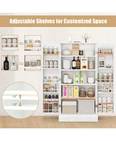 Costway 47.5" kitchen Pantry Cabinet with Doors Adjustable Shelves Anti-toppling Devices