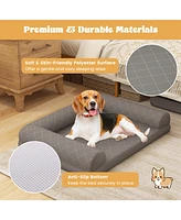 Costway Orthopedic Dog Bed Medium Small Dogs with 3-Side Bolster Non-Slip Bottom Zippers