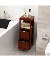 Costway Bathroom Floor Cabinet Freestanding Side Storage Organizer with 2 Removable Drawers