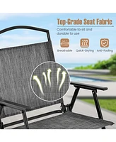 Costway Patio Folding Dining Chairs Set of 4 with Cozy Seat Fabric & Heavy-Duty Metal Frame