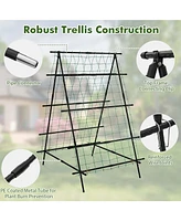 Costway Cucumber Trellis Foldable Garden Tunnel Trellis with Adjustable Auxiliary Clips