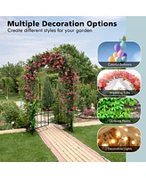 Costway Garden Arch Arbor Trellis with Gate 7.5 ft Patio Archway Pergola for Wedding