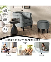 Costway Modern Accent Chair with Ottoman Armchair Barrel Sofa Chair with Footrest