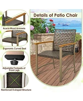 Costway Set of 4 Patio Dining Chairs Outdoor Wicker Armchairs