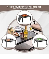 5pcs Patio Rocking Chairs 4-in-1 Fire Pit Table Heavy-Duty Conversation Outdoor