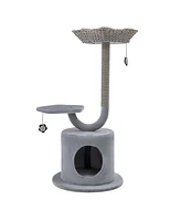 42'' Cat Tree Tower 3-Layer Activity Center with Scratching Post Condo & 2 Perches
