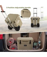45 Quart Cooler Towable Ice Chest w/ All-Terrain Wheels Leak-Proof for Camping