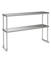 48'' 2-Tier Overshelf for Prep & Worktable Stainless Steel Adjustable Lower Shelf