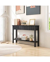 Costway 60" Console Table Retro Entryway Sofa with 4 Drawers & Open Shelf Hallway