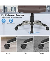 Costway Ergonomic Office Chair Pu Leather Executive Swivel with Upholstered Armrests