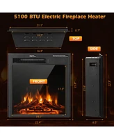 Costway 22.5'' Electric Fireplace Heater Inserts Recessed Ultra Thin Log Flame