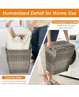 Costway Handwoven Laundry Hamper Foldable w/Removable Liner, Lid & Handles