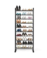 Costway 10-Tier Shoe Rack Space-saving Shoe Organizer W/Metal Frame Shoe Tower