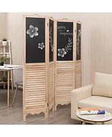 Costway 4-Panel Folding Divider Screen W/Chalkboard 5.7Ft Tall