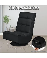 Costway Gaming Chair Fabric 6-Position Folding Lazy Sofa 360 Degree