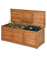 Costway 47 Gallon Deck Storage Acacia Wood Organization Toys Cushions Tools