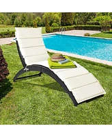 Costway Folding Patio Rattan Lounge Chair Chaise Cushioned Portable Garden Lawn