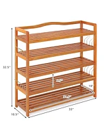 Costway 5-Tier Wood Shoe Rack Freestanding Large Shoe Storage Organizer Heavy-duty