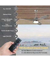 Costway 48 Inch Reversible Ceiling Fan w/ Led Light, Remote Control, 6 Speeds & 8H Timer