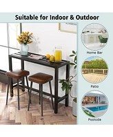 Outdoor Metal Bar Table 48'' Patio Rectangular Counter Height Dining Table