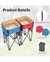 Costway 2 Pcs Folding Camping Tables w/ Large Capacity Storage Sink