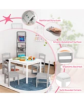 Costway Boys 5 Piece Table & Chair Set Wooden ren Activity