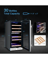 Costway 30-Bottle Freestanding Wine Cooler 15''Dual Zones Wine Cellar