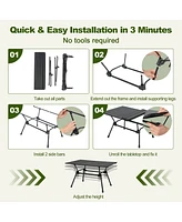 Costway Heavy-Duty Aluminum Camping Table, Folding Outdoor Picnic Table with Carrying Bag