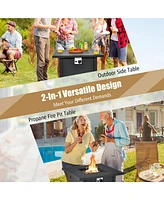32'' Square Propane Gas Fire Pit Table with Glass Stones Rain Cover