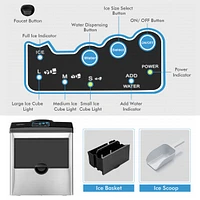 2-in-1 Stainless Steel Countertop Ice Maker Water Dispenser 48Lbs/24H w/ Scoop