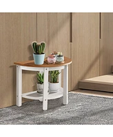 Costway Waterproof Hdpe Semicircular Shower Bench 2-Tier Bath Spa Bench