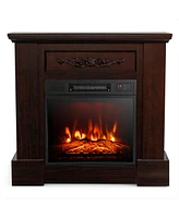 Costway 32'' Electric Fireplace Mantel Tv Stand Space Heater
