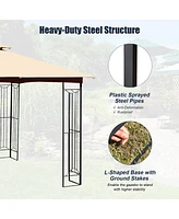 Costway 10' x Patio Canopy Gazebo Outdoor 2-Tier Steel Tent Heavy-Duty L-Shaped