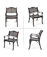 Costway 2PCS Patio Dining Bistro Chair All Weather Cast Aluminum Armrest Garden