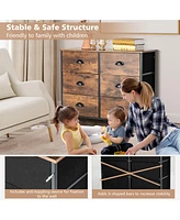 Costway 6 Drawer Dresser Fabric Storage Tower w/wooden Top Chest Organizer