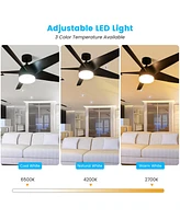 Costway 60'' Reversible Ceiling Fan with Light 2700K/4200K/6500K Adjustable Led Fan